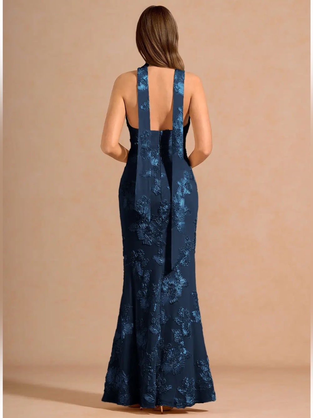 Azazie Navy Floral Lace Dulcie Maxi Dress - Picture 2 of 3